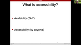 Förhandsvisning (thumbnail) från videon Lecture 6, April 14 - part 1(2) Accessibility