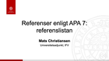 Förhandsvisning (thumbnail) från videon Referenser enligt APA 7: referenslistan