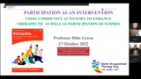 Förhandsvisning (thumbnail) från videon Participation as an intervention - using community activities to enhance therapeutic as well as participation outcomes